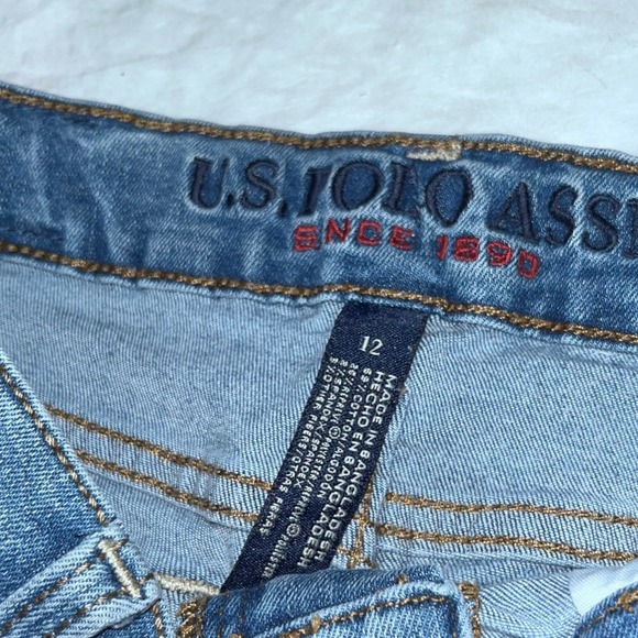 US Polo Assn Kids Denim Shorts Blue Size 12 Distressed Summer Casual - Picture 2 of 3